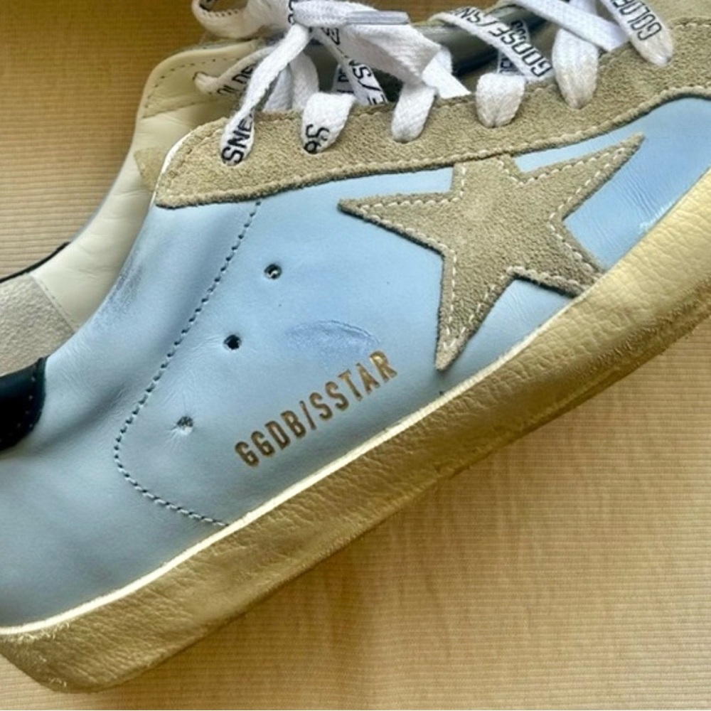Golden Goose handmade Italian in Pastel Sky/Taupe/Black
